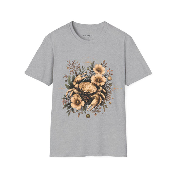Floral Crab Tee — Vintage Coastal Crab & Wildflower Graphic T-Shirt