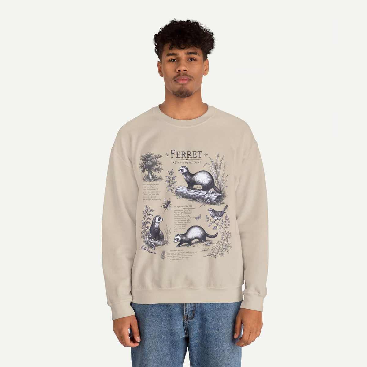Ferret Anatomy Crewneck Sweatshirt — Vintage Wildlife Graphic