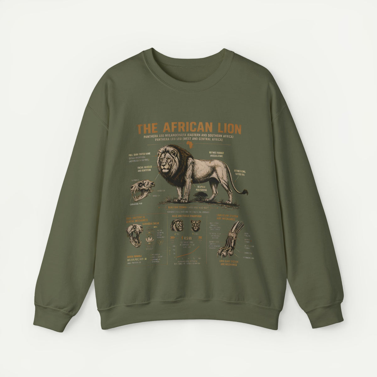 African Lion Anatomy Crewneck Sweatshirt