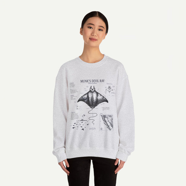 Munk’s Devil Ray Anatomy Sweatshirt — Vintage Marine Biology Graphic Crewneck