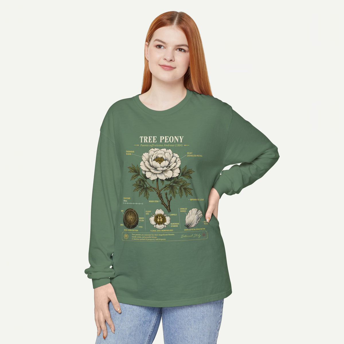 Tree Peony Illustration Long Sleeve Tee