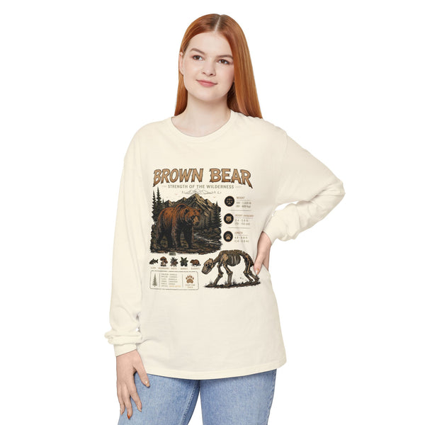 Brown Bear Wildlife Graphic Long Sleeve Tee