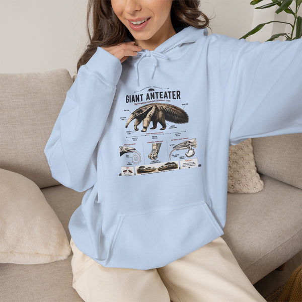 Giant Anteater Anatomy Hoodie — Illustrated Wildlife Diagram Sweatshirt
