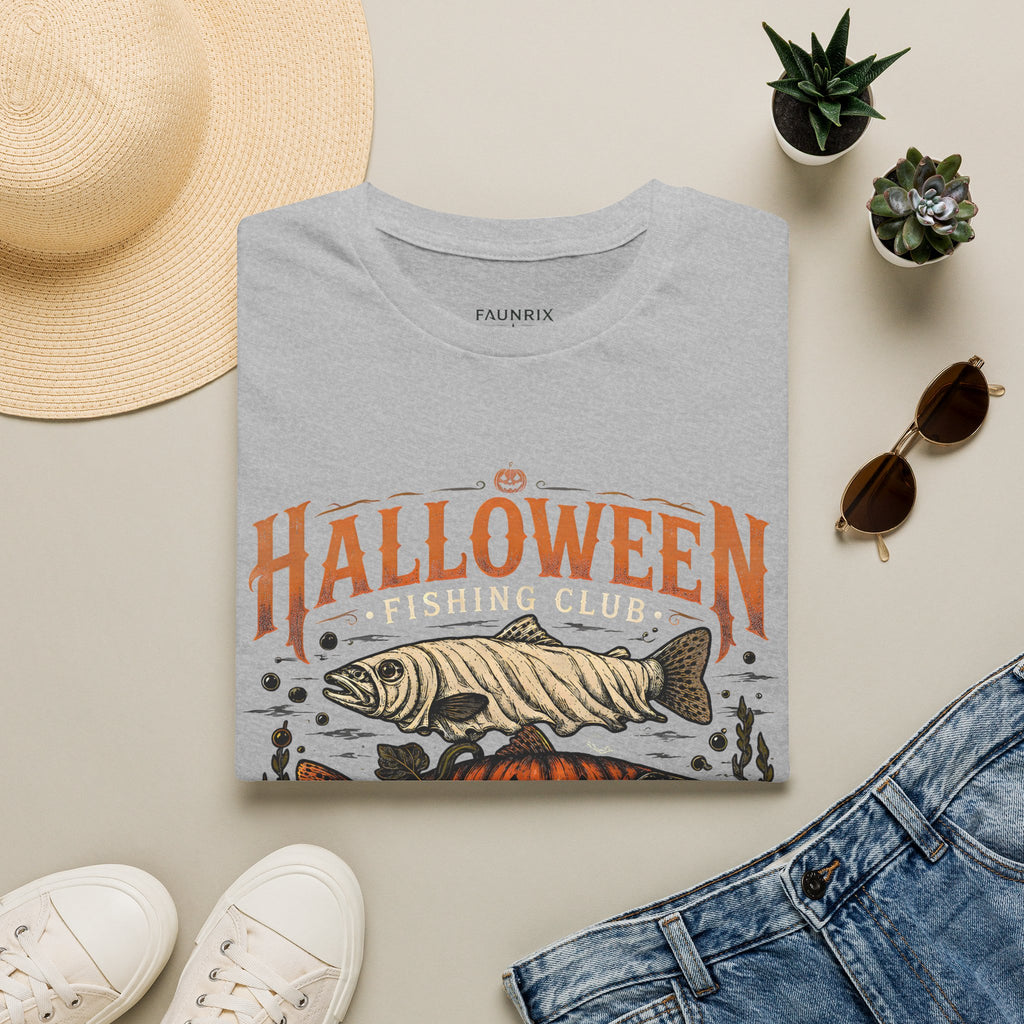 Halloween Trout Graphic T‑Shirt — Spooky Fish Pumpkin Design