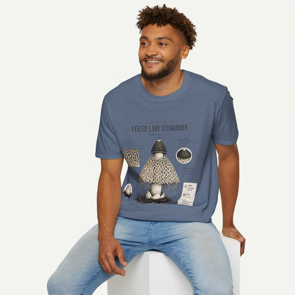 Veiled Lady Stinkhorn Mushroom Tee — Botanical Mycology Anatomy T-Shirt