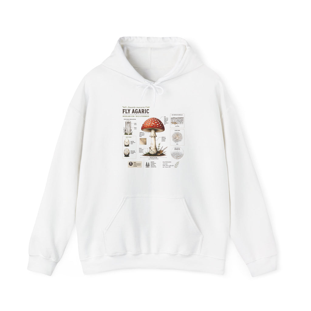 Fly Agaric Mushroom Hoodie – Vintage Mycology Diagram Sweatshirt