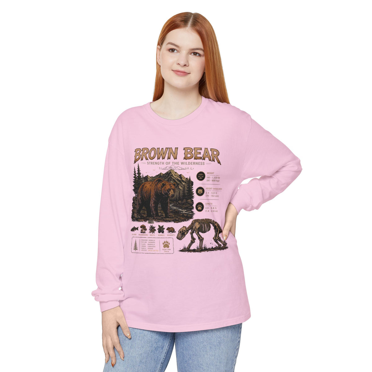 Brown Bear Wildlife Graphic Long Sleeve Tee