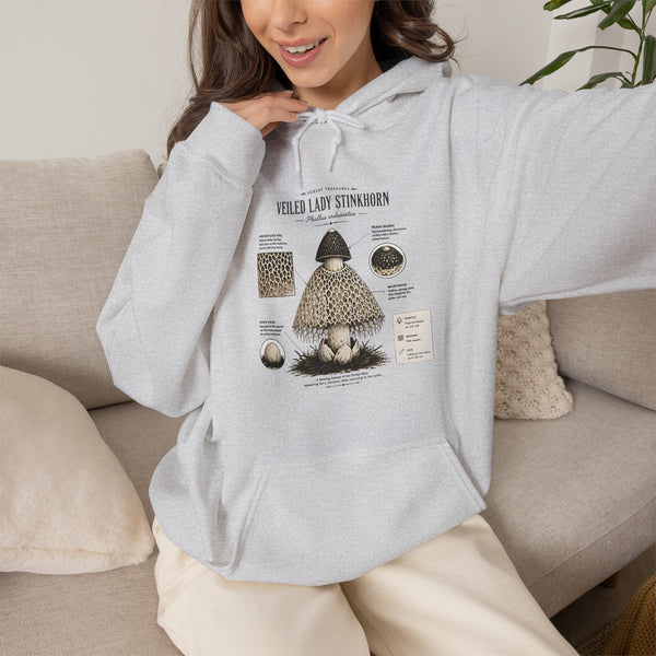 Mushroom Guide Hoodie — Velvet-Lady Stropharia Fungi Illustration Sweatshirt