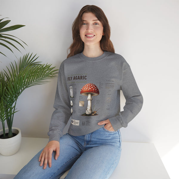 Fly Agaric Mushroom Anatomy Sweatshirt — Botanical Mycology Illustration Crewneck