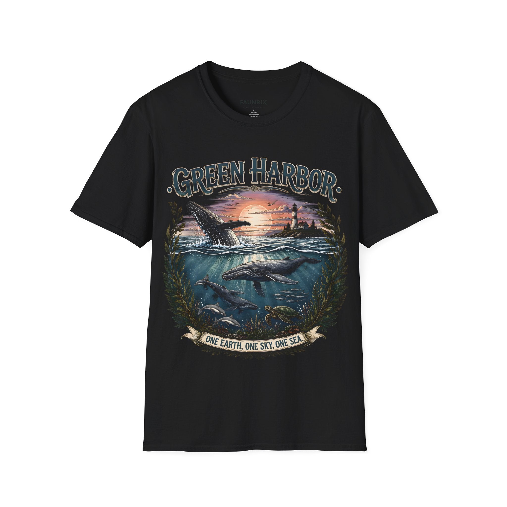 Green Harbor Sunset Whale T-Shirt Secondary image