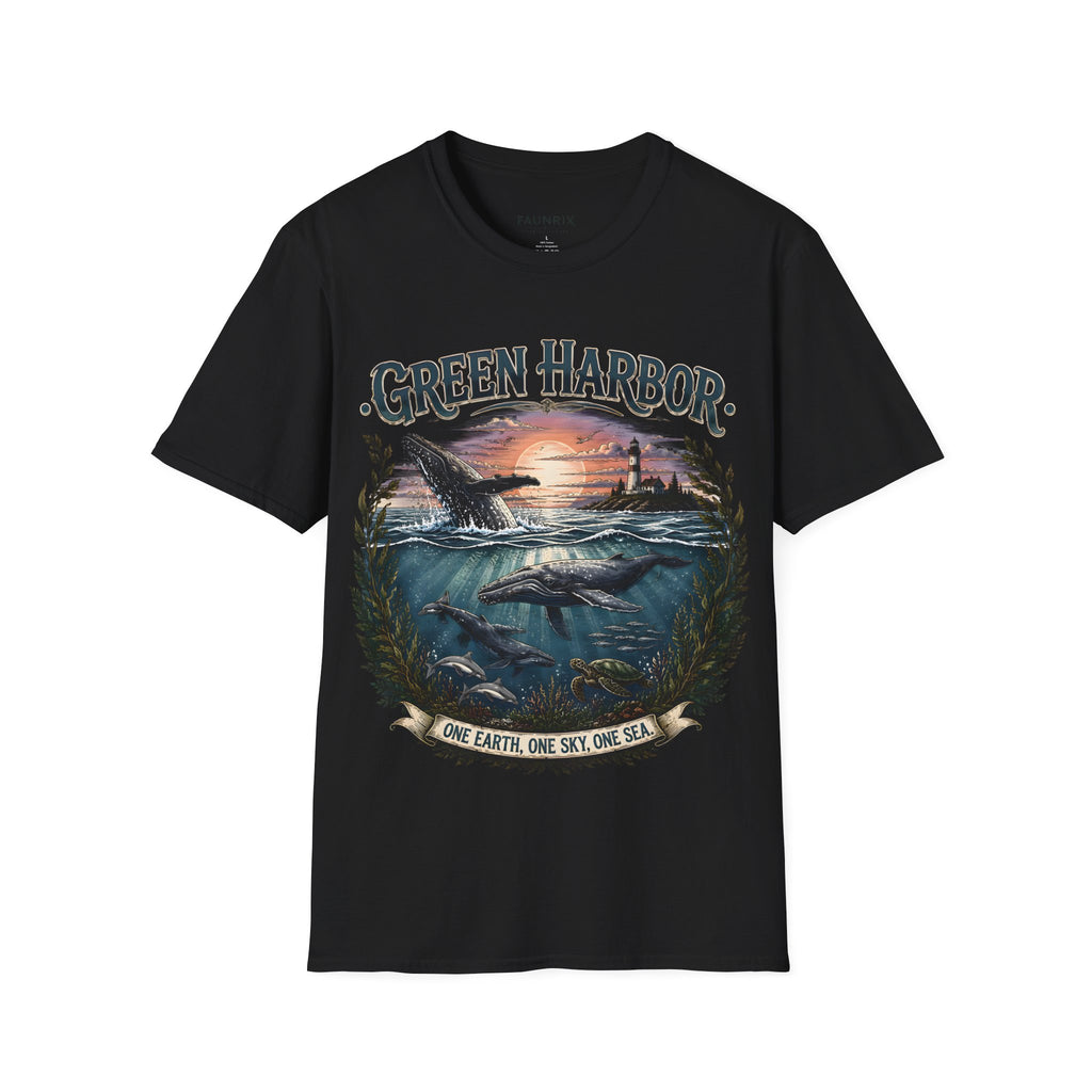 Green Harbor Sunset Whale T-Shirt