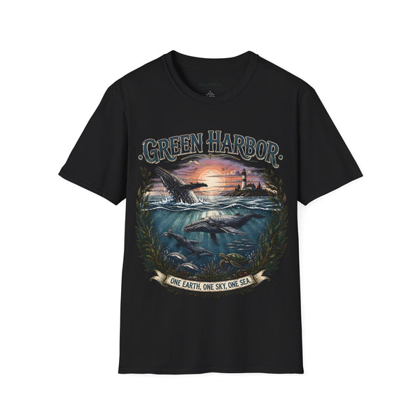 Green Harbor Sunset Whale T-Shirt