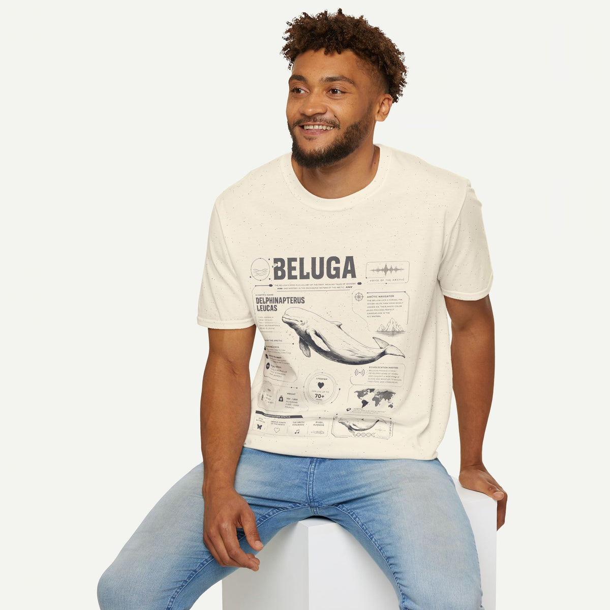 Beluga Whale Anatomy T-Shirt — Marine Life Illustration Tee Delphinapterus leucas