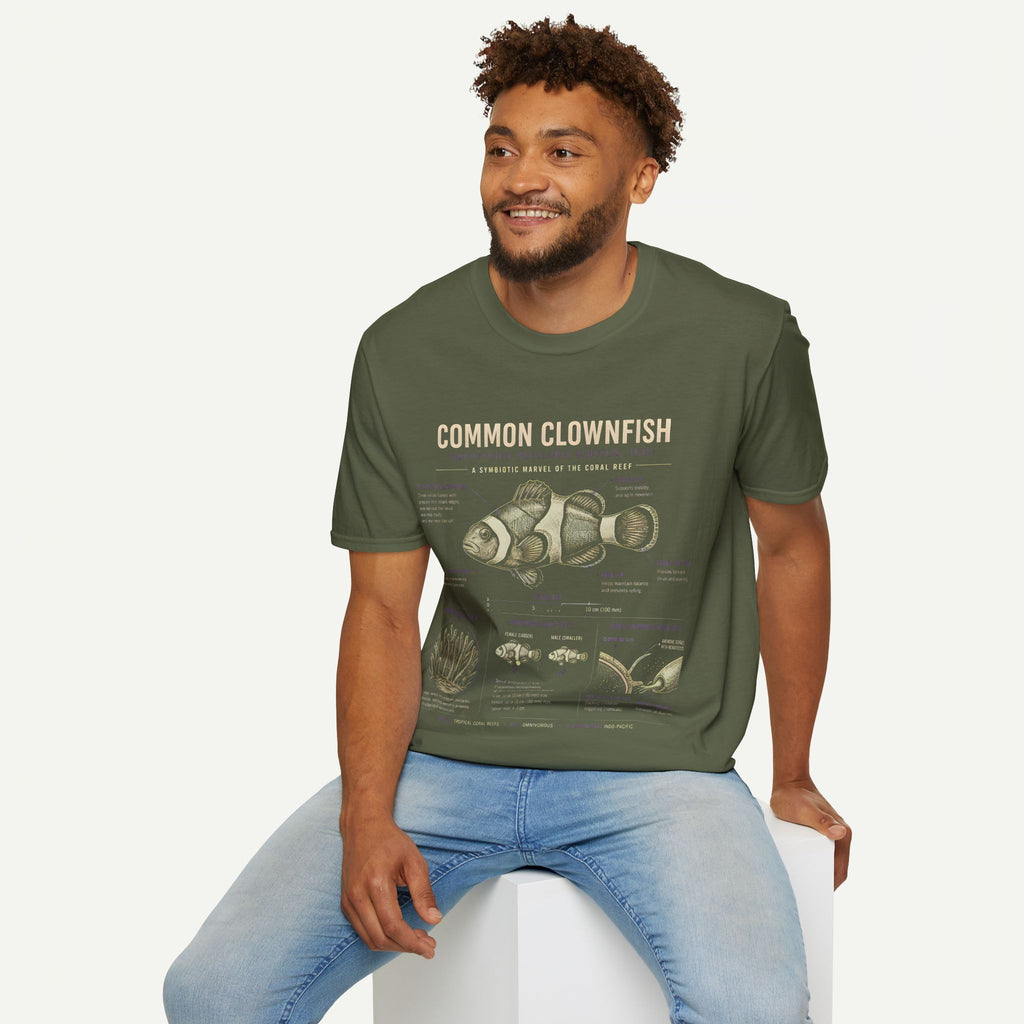 Common Clownfish Anatomy T-Shirt — Vintage Marine Biology Illustration Tee