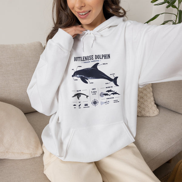 Bottlenose Dolphin Diagram Hoodie – Marine Life Anatomy Sweatshirt