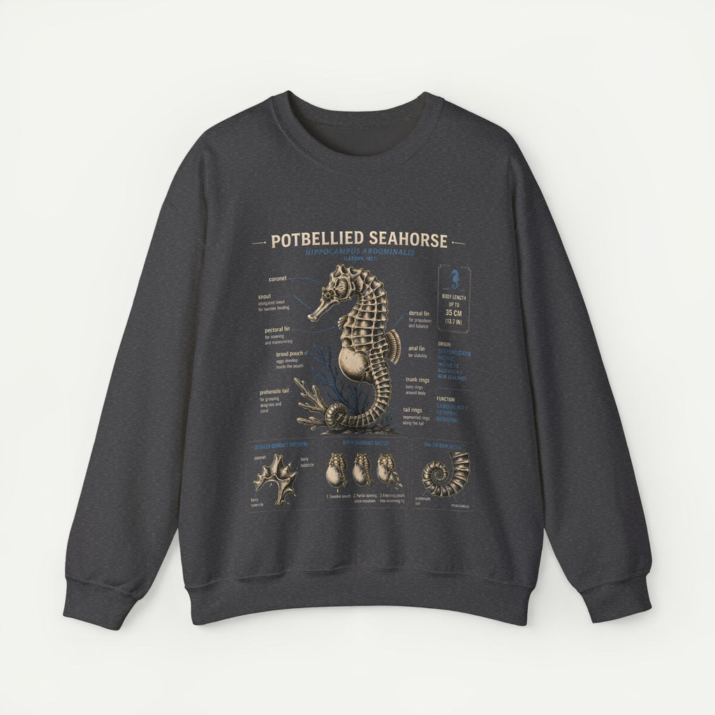 Potbellied Seahorse Anatomy Sweatshirt – Marine Biology Illustration Crewneck