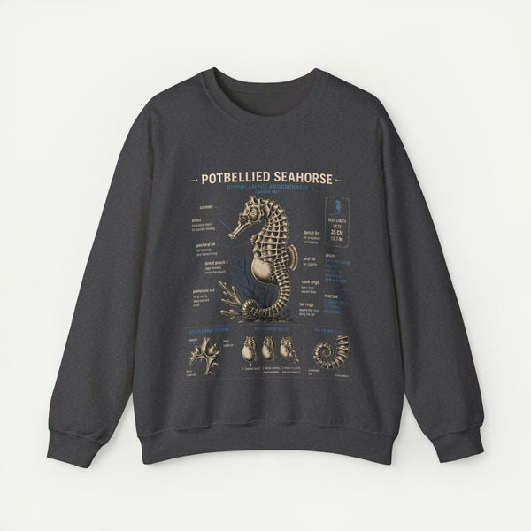 Potbellied Seahorse Anatomy Sweatshirt – Marine Biology Illustration Crewneck