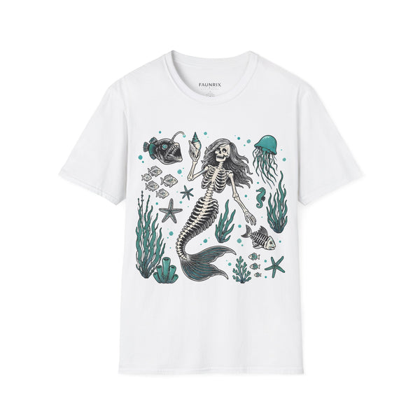 Mermaid Skeleton Tee — Gothic Sea Creature Graphic T-Shirt