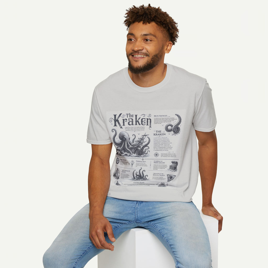 Kraken Vintage Diagram T-Shirt — Nautical Octopus Illustration Tee