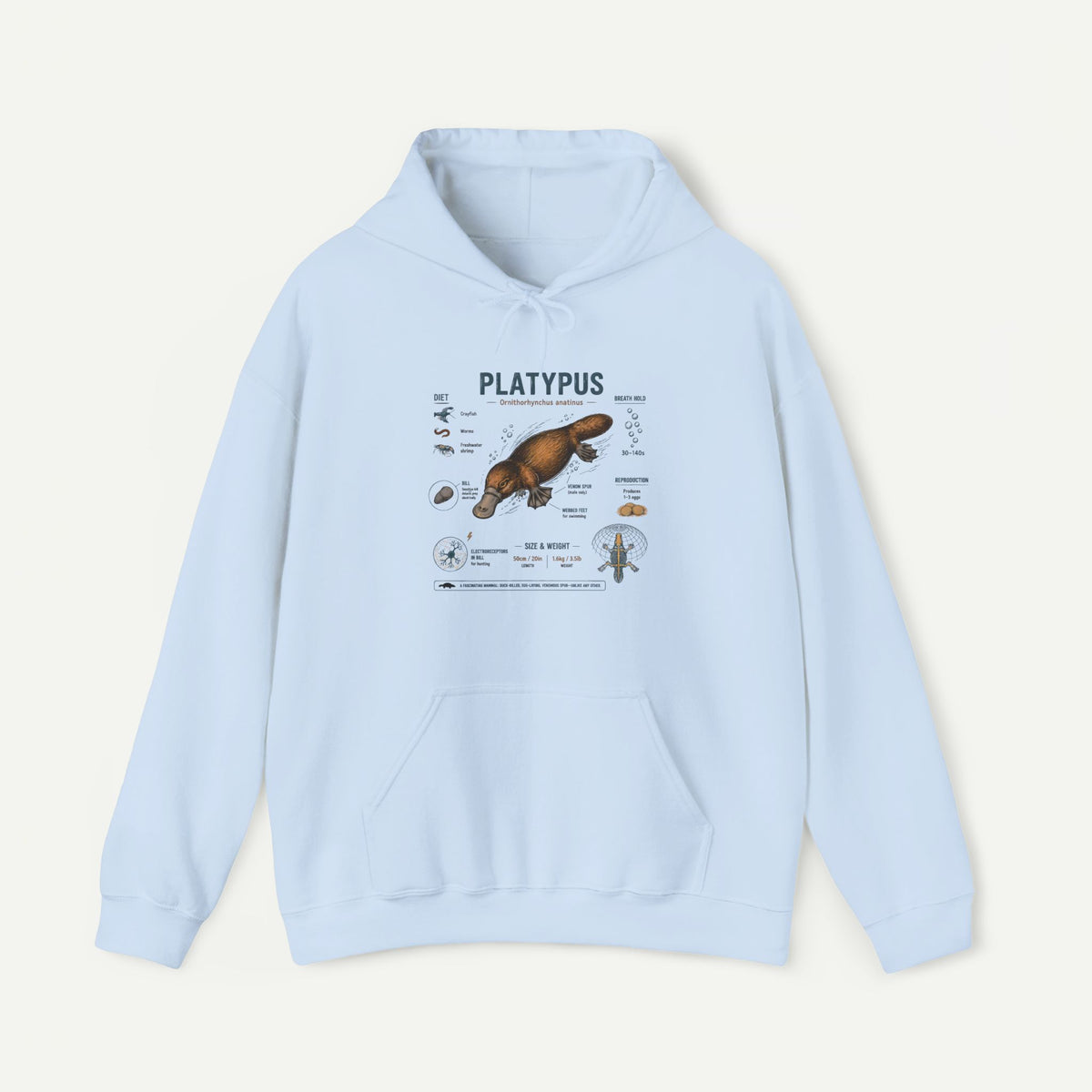 Platypus Anatomy Hoodie — Scientific Illustration Pullover for Nature Lovers