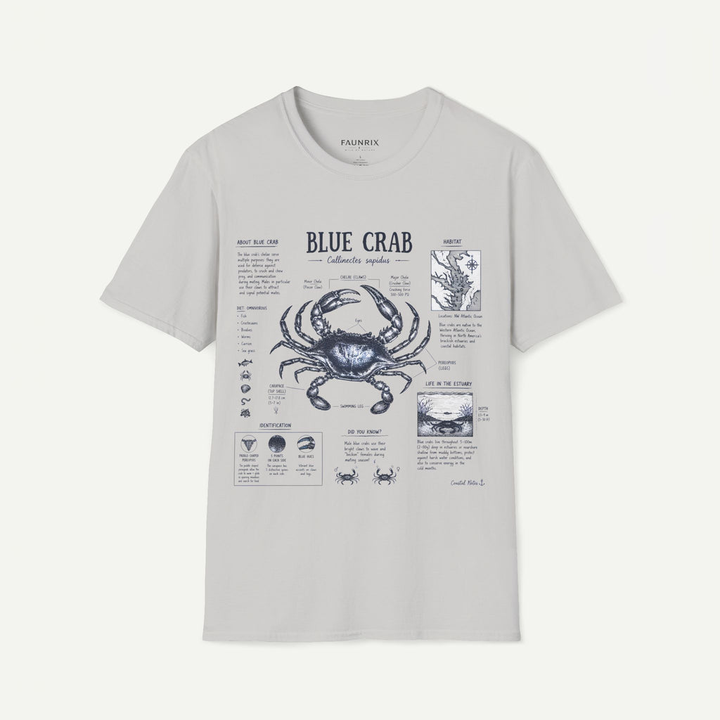 Blue Crab Anatomy T-Shirt — Nautical Vintage Marine Illustration Tee