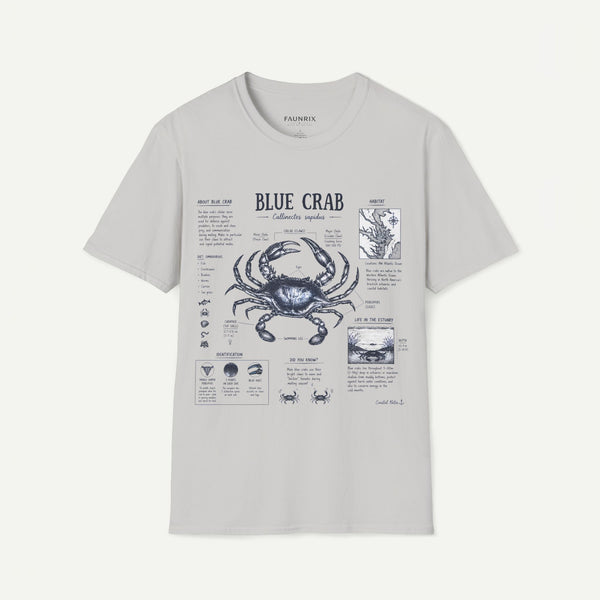 Blue Crab Anatomy T-Shirt — Nautical Vintage Marine Illustration Tee