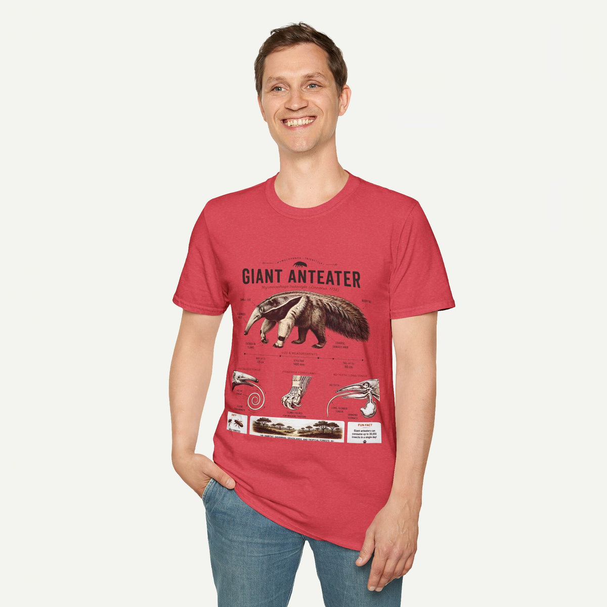 Giant Anteater Anatomy Tee — Vintage Natural History Animal Graphic T-Shirt