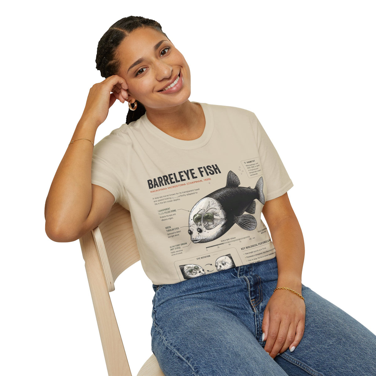 Barreleye Fish Anatomy T-Shirt — Deep Sea Biology Graphic Tee
