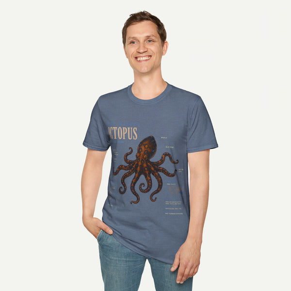Octopus Anatomy Graphic T-Shirt — Vintage Blue-Ringed Octopus Design