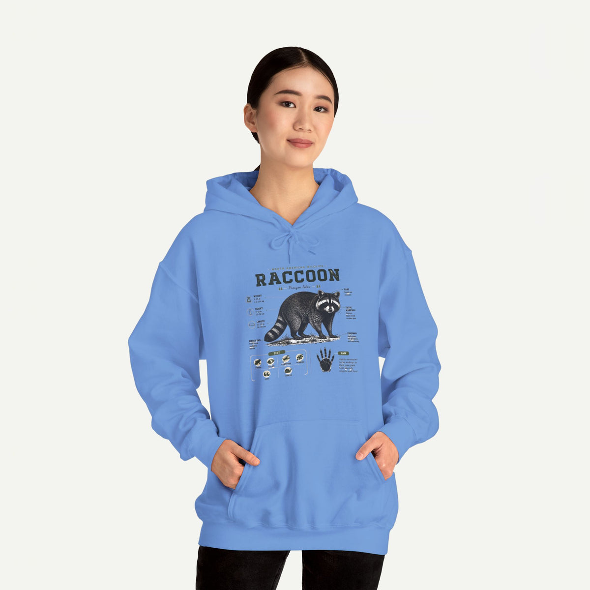 Raccoon Anatomy Hoodie — Vintage Wildlife Illustration Sweatshirt