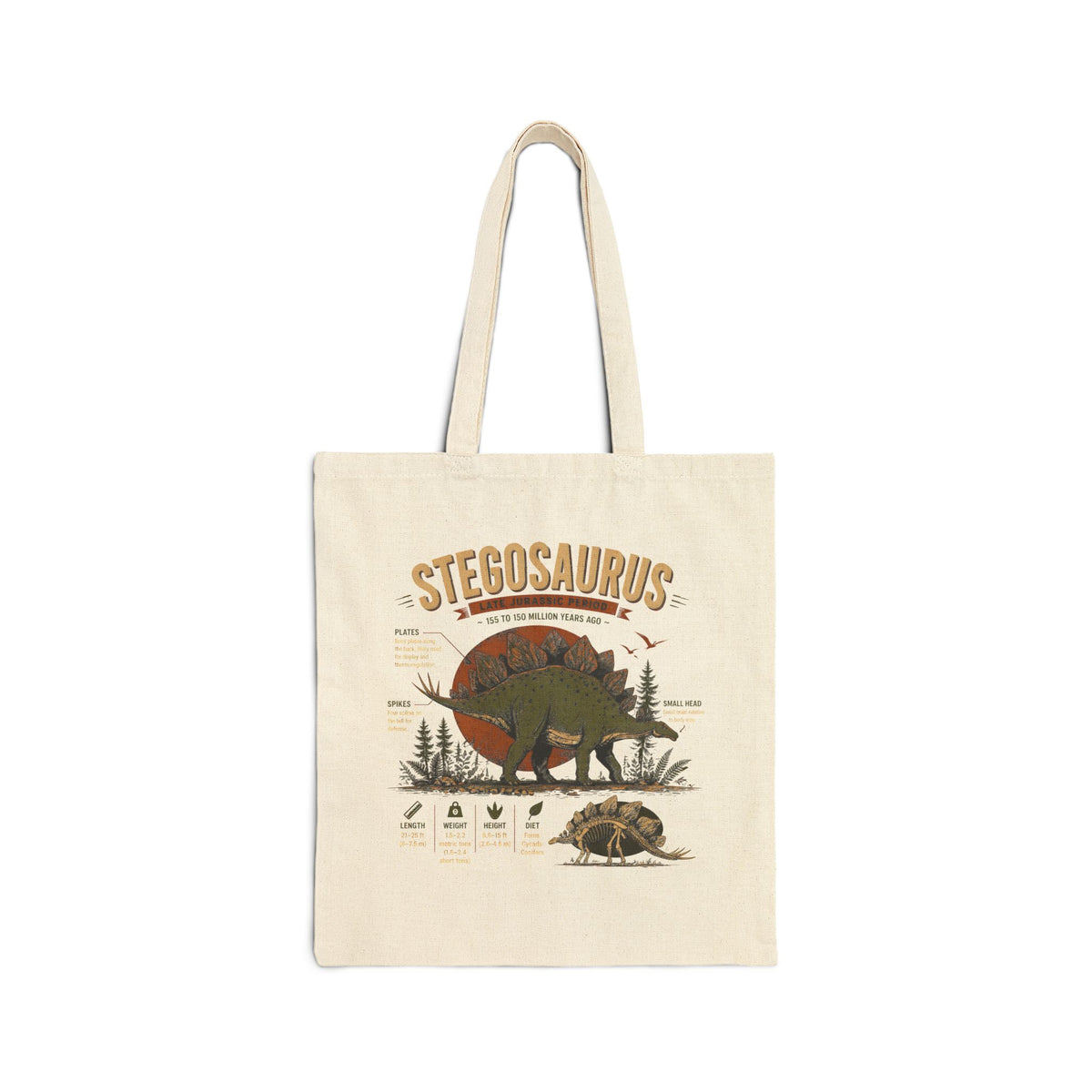 Stegosaurus Anatomy Tote Bag – Vintage Dinosaur Illustration Eco Grocery Bag