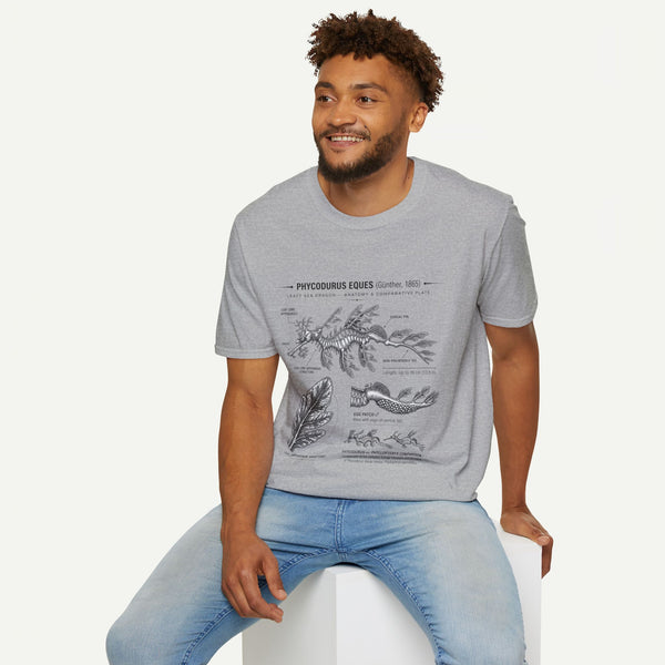 Sea Dragon Anatomy T-Shirt — Phycodurus Eques Botanical Illustration Tee