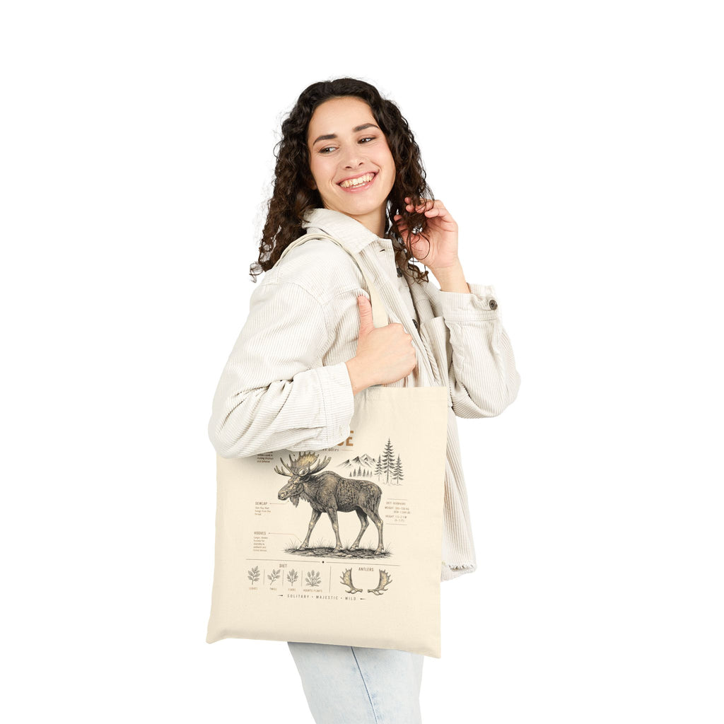 Moose Anatomy Canvas Tote Bag — Vintage Wildlife Illustration Eco Shopper