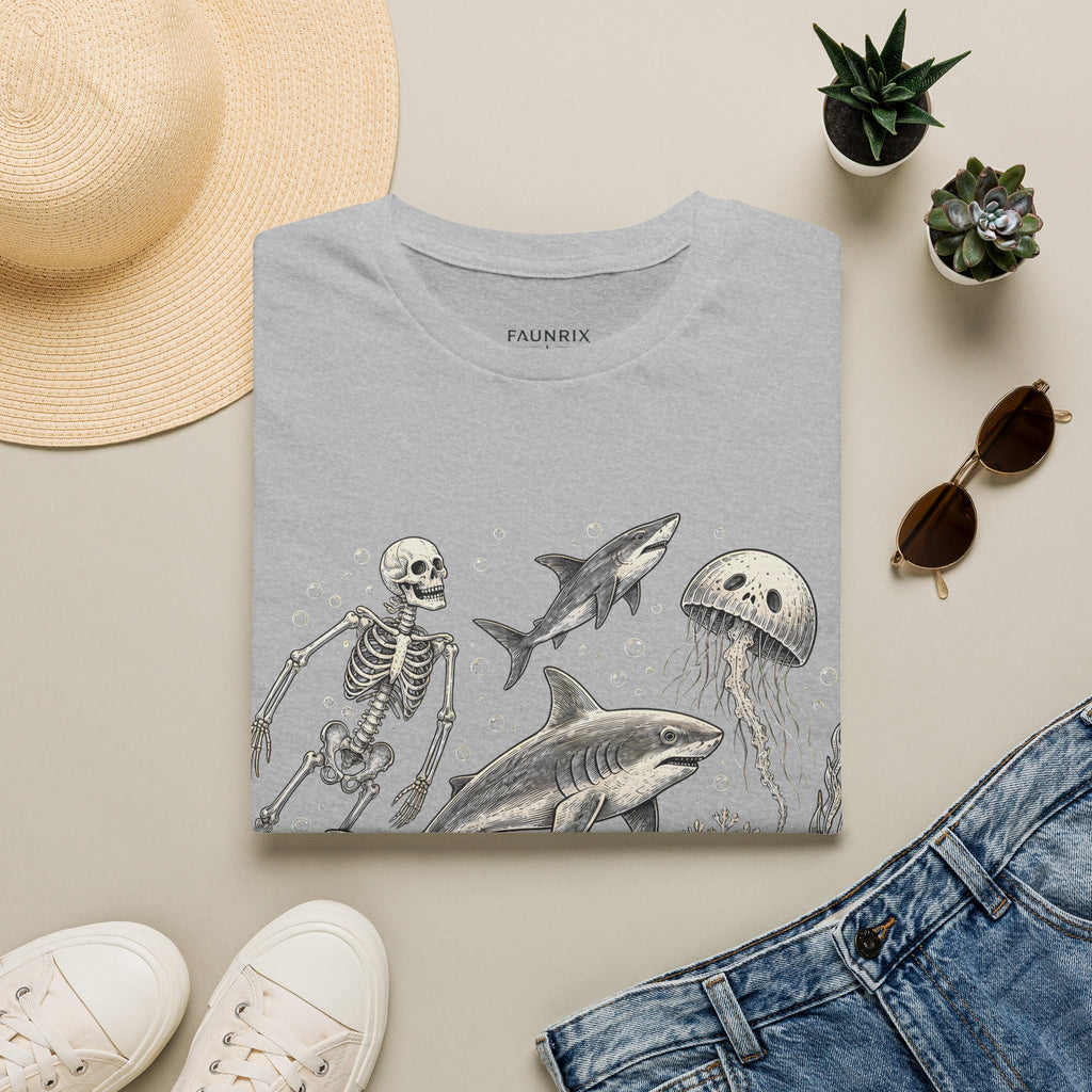 Ocean Skeleton Tee — "Lost in the Deep" Shark & Jellyfish Graphic Shirt