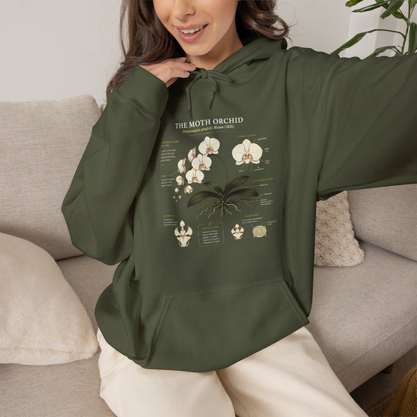 Botanical Orchid Anatomy Hoodie — Vintage Plant Illustration Sweatshirt