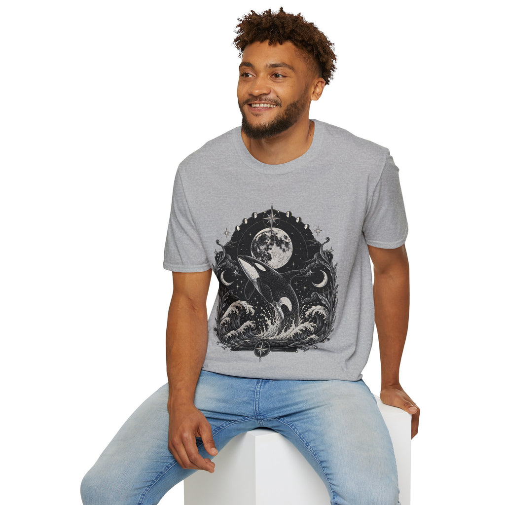 Orca Moon T-Shirt — Whale & Full Moon Illustration Tee