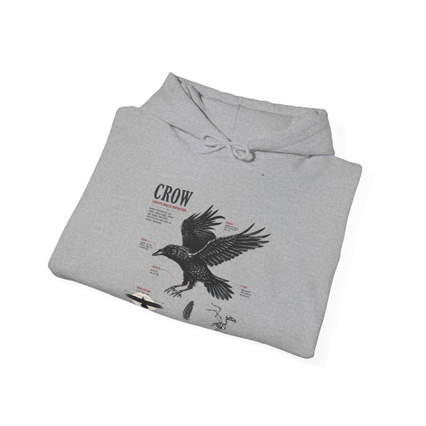 Crow Anatomy Hoodie — Vintage Raven Diagram Hooded Sweatshirt