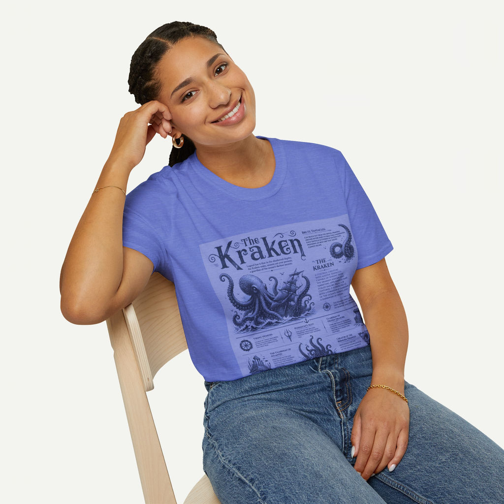 Kraken Vintage Diagram T-Shirt — Nautical Octopus Illustration Tee