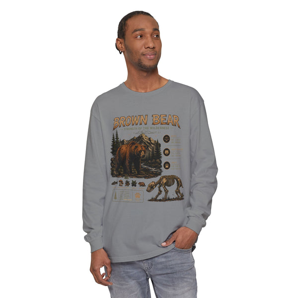 Brown Bear Wildlife Graphic Long Sleeve Tee