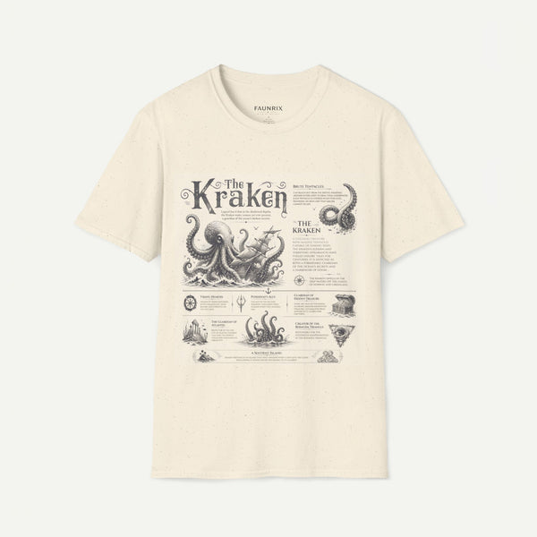 Kraken Vintage Diagram T-Shirt — Nautical Octopus Illustration Tee