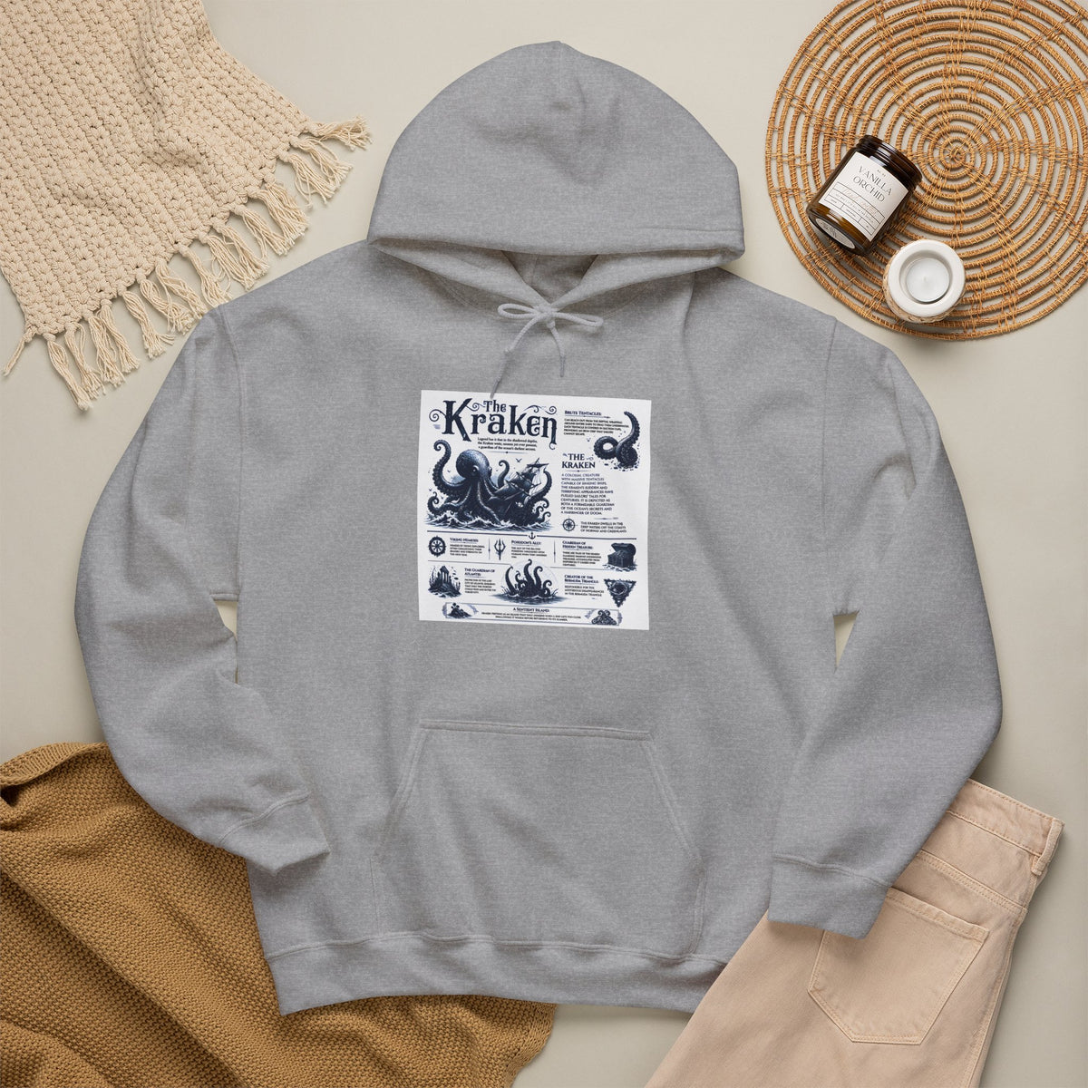 Kraken Nautical Hoodie – Vintage Sea Monster Diagram Sweatshirt