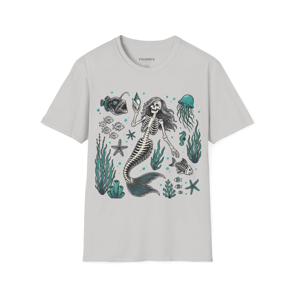 Mermaid Skeleton Tee — Gothic Sea Creature Graphic T-Shirt