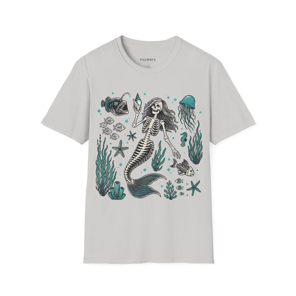 Mermaid Skeleton Tee — Gothic Sea Creature Graphic T-Shirt