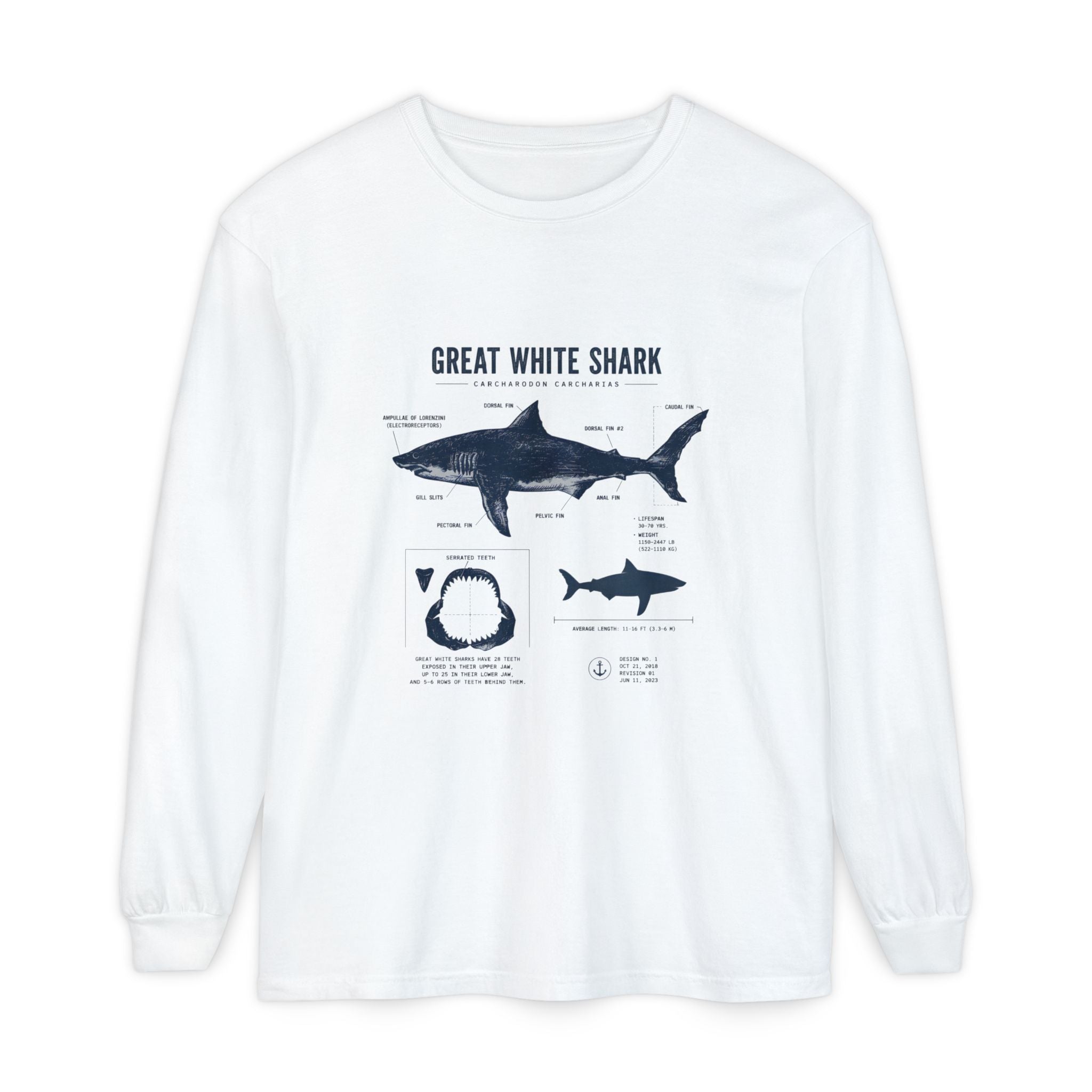 Great White Shark Anatomy Long Sleeve Tee Secondary image