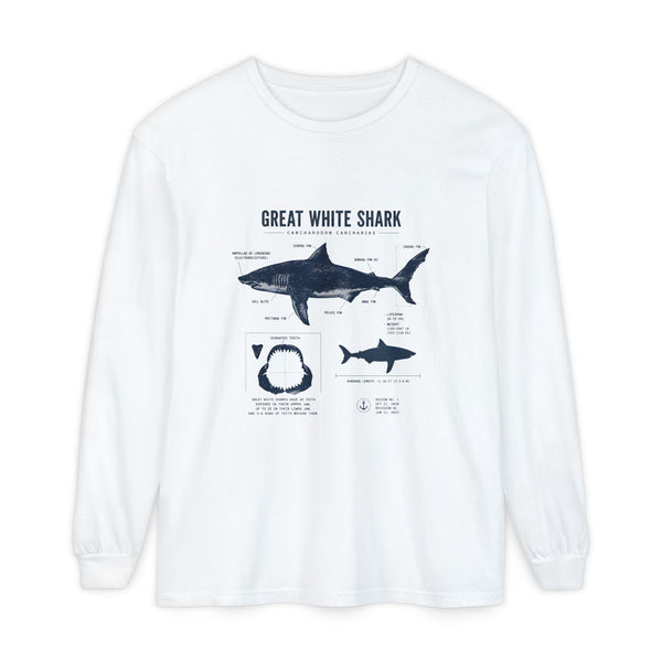 Great White Shark Anatomy Long Sleeve Tee