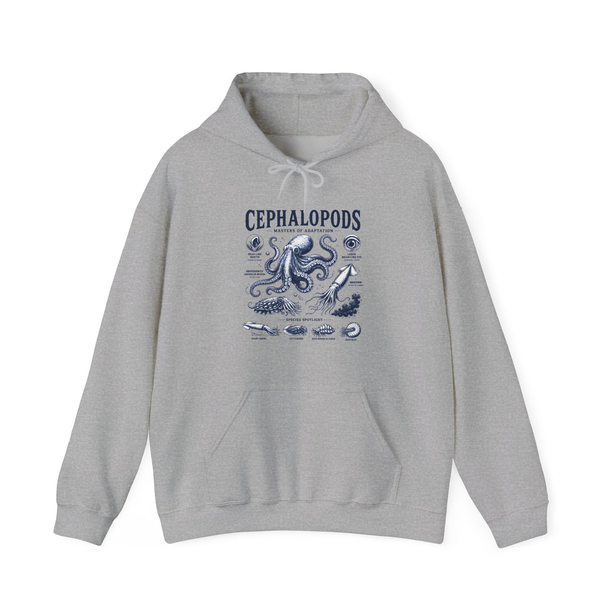 Cephalopods Hoodie — Vintage Marine Octopus Illustration Sweatshirt