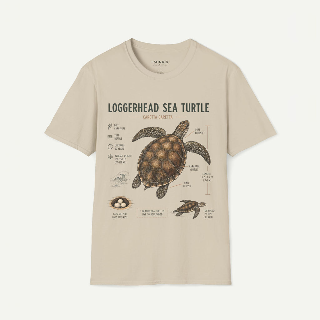 Sea Turtle Anatomy  T-Shirt — "Loggerhead Sea Turtle" Vintage Nature Graphic Tee