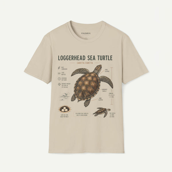 Sea Turtle Anatomy  T-Shirt — "Loggerhead Sea Turtle" Vintage Nature Graphic Tee
