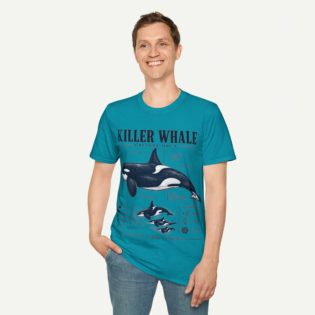 Killer Whale Diagram T-Shirt — Orcinus Orca Marine Life Graphic Tee