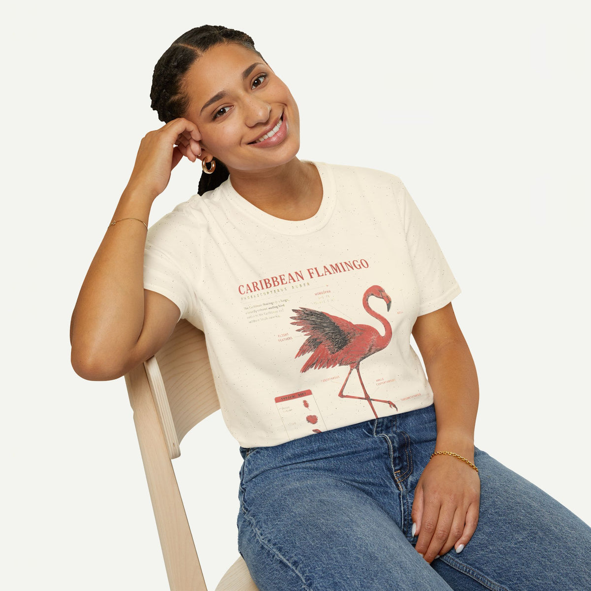 Flamingo Anatomy T-shirt — "Caribbean Flamingo" Vintage Tropical Tee